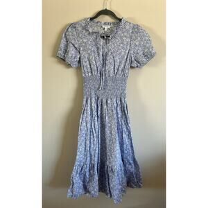Calista Blue Midi Dress Floral Women's Small